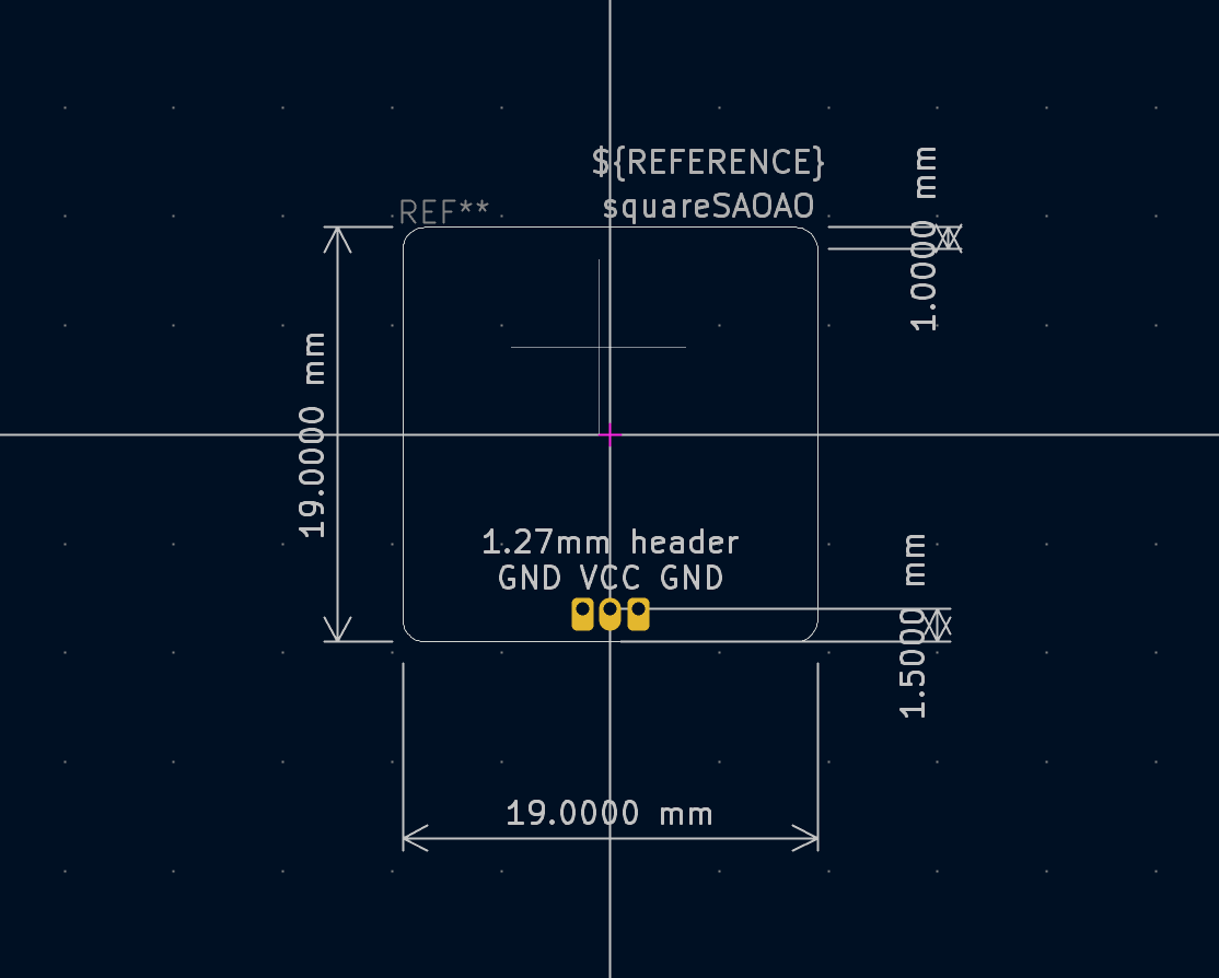 Dimensions of the board and layout for header Pinout
